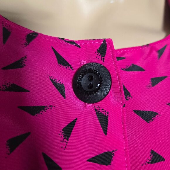 Vintage 80s Belted Secretary Dress womens Size M Purple Abstract Print New Wave - Picture 6 of 15